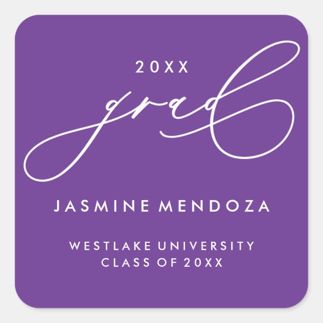 SIMPLE WHIMSICAL CALLIGRAPHY GRADUATION STICKER (Front)