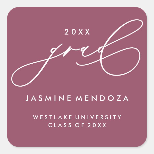 SIMPLE WHIMSICAL CALLIGRAPHY GRADUATION STICKER (Front)