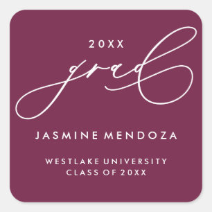 SIMPLE WHIMSICAL CALLIGRAPHY GRADUATION STICKER