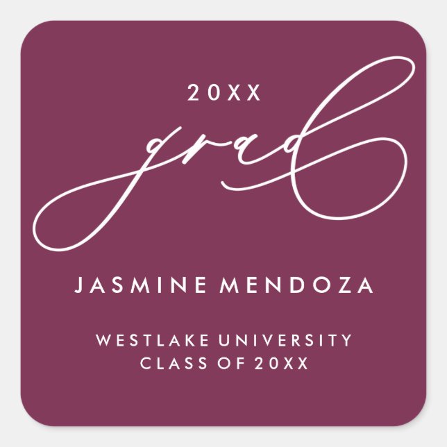 SIMPLE WHIMSICAL CALLIGRAPHY GRADUATION STICKER (Front)