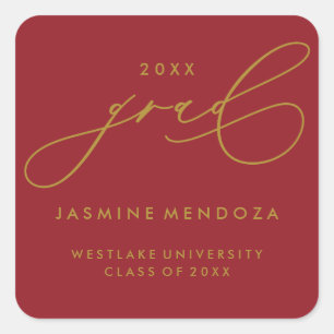 SIMPLE WHIMSICAL CALLIGRAPHY GRADUATION STICKER