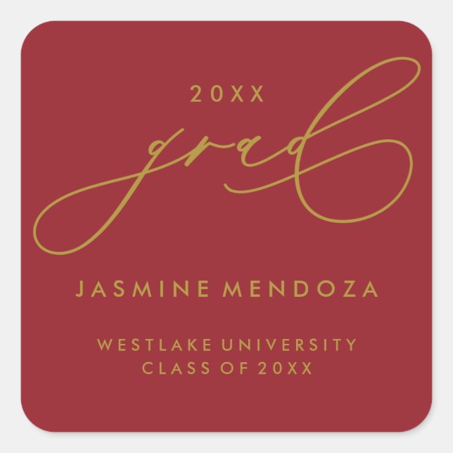 SIMPLE WHIMSICAL CALLIGRAPHY GRADUATION STICKER (Front)