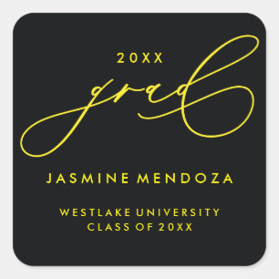 SIMPLE WHIMSICAL CALLIGRAPHY GRADUATION STICKER