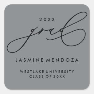 SIMPLE WHIMSICAL CALLIGRAPHY GRADUATION STICKER