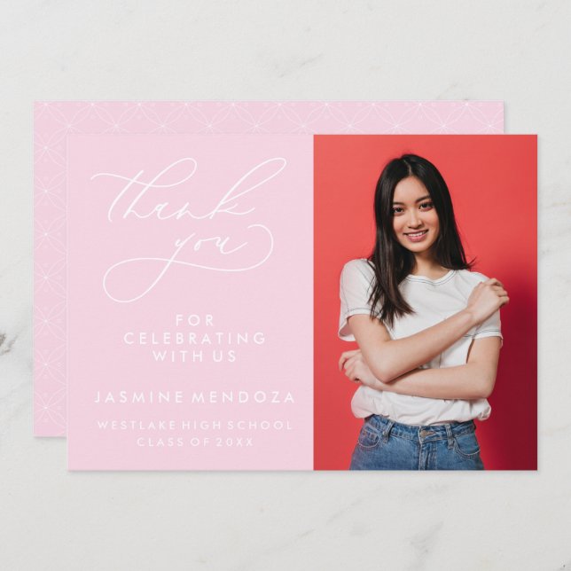 SIMPLE WHIMSICAL CALLIGRAPHY GRADUATION THANK YOU (Front/Back)