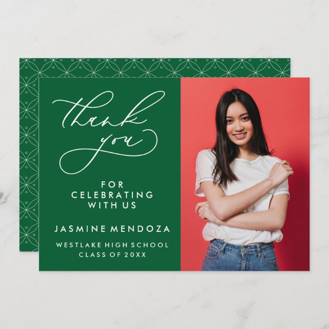 SIMPLE WHIMSICAL CALLIGRAPHY GRADUATION THANK YOU (Front/Back)