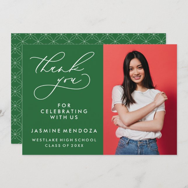 SIMPLE WHIMSICAL CALLIGRAPHY GRADUATION THANK YOU (Front/Back)