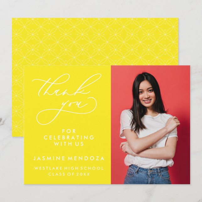 SIMPLE WHIMSICAL CALLIGRAPHY GRADUATION THANK YOU CARD (Front/Back)