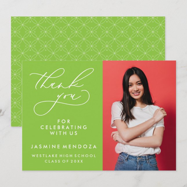 SIMPLE WHIMSICAL CALLIGRAPHY GRADUATION THANK YOU CARD (Front/Back)