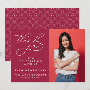 SIMPLE WHIMSICAL CALLIGRAPHY GRADUATION THANK YOU CARD