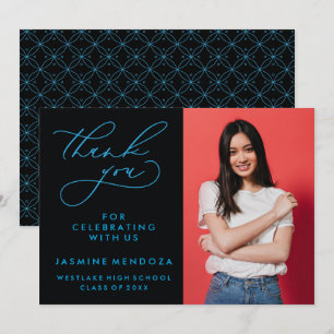 SIMPLE WHIMSICAL CALLIGRAPHY GRADUATION THANK YOU CARD