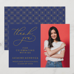 SIMPLE WHIMSICAL CALLIGRAPHY GRADUATION THANK YOU CARD