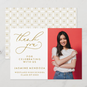 SIMPLE WHIMSICAL CALLIGRAPHY GRADUATION THANK YOU CARD