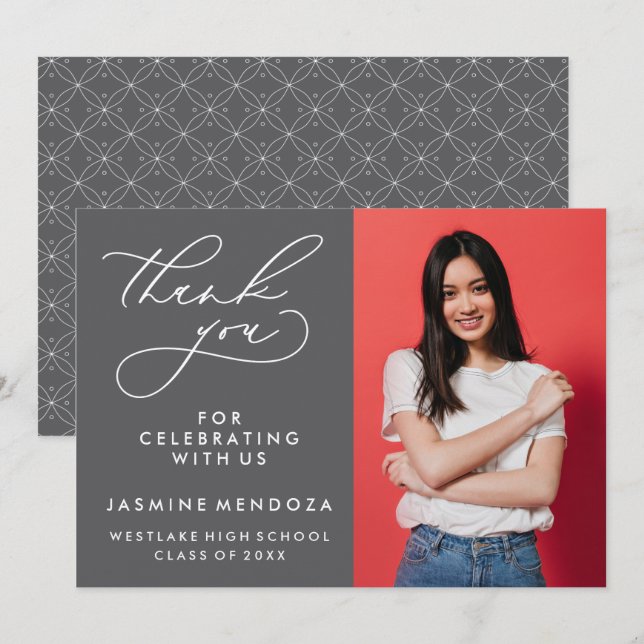 SIMPLE WHIMSICAL CALLIGRAPHY GRADUATION THANK YOU CARD (Front/Back)