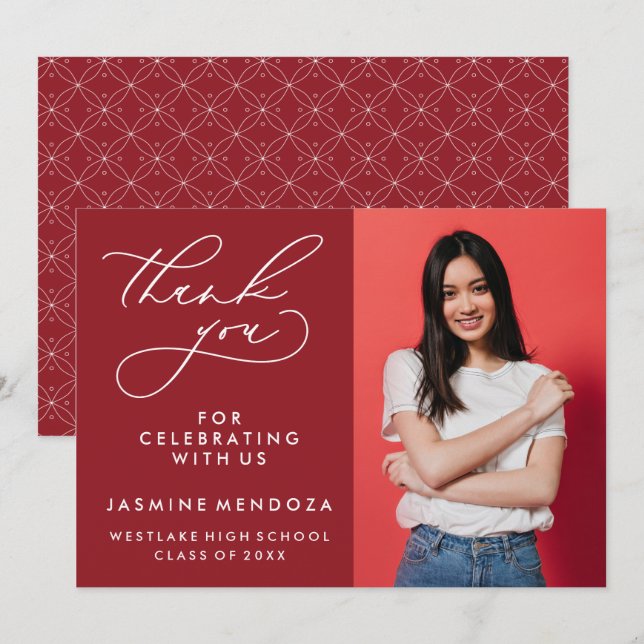 SIMPLE WHIMSICAL CALLIGRAPHY GRADUATION THANK YOU CARD (Front/Back)