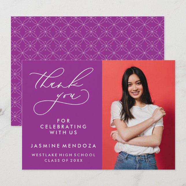 SIMPLE WHIMSICAL CALLIGRAPHY GRADUATION THANK YOU CARD (Front/Back)