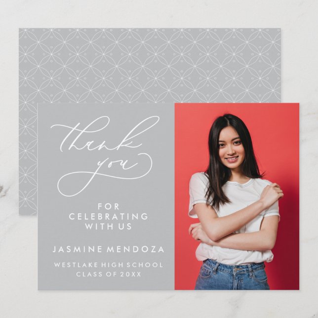 SIMPLE WHIMSICAL CALLIGRAPHY GRADUATION THANK YOU CARD (Front/Back)