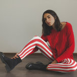 Simple Whimsical Cute Minimalist Red White Striped Leggings<br><div class="desc">This design features a simple cute minimalist minimal leggings with whimsical fun stripes striped stripe, a festive colourful red and white, with blue pink green red black, Christmas holiday party favour decor, Christmas holiday party supplies, plain basic simple adorable whimsy, creative unique simplistic fun, Christmas holiday cute whimsical pants, Christmas...</div>