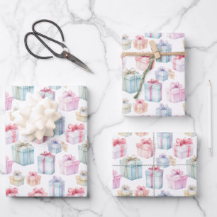 Simple Whimsical Cute Watercolor Pastel gifts Wrapping Paper Sheet