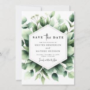 Simple Whimsical Eucalyptus Digital Wedding Save The Date