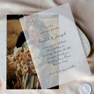 Simple Whimsical Handwritten Script Wedding Vellum Invitations