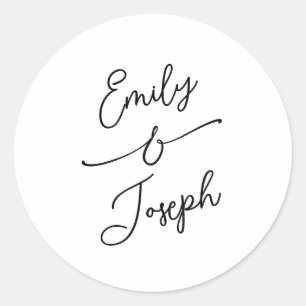 Simple Whimsical Handwritten Wedding  Classic Round Sticker