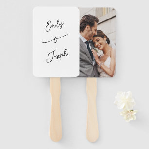 Simple Whimsical Handwritten Wedding Photo Hand Fan