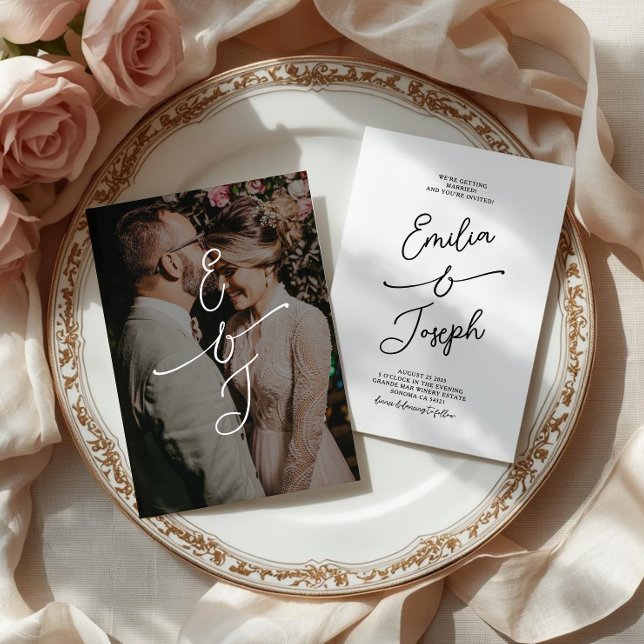 Simple Whimsical Handwritten Wedding Photo Invitation (Creator Uploaded)