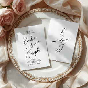 Simple Whimsical Handwritten Wedding Photo Invitation