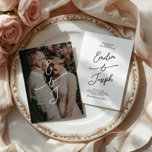 Simple Whimsical Handwritten Wedding Photo Invitation
