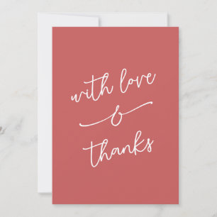 Simple Whimsical Love and Thanks Handwritten Thank You Card