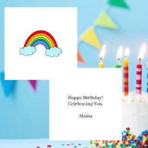 Simple Whimsical Rainbow Happy Birthday Card