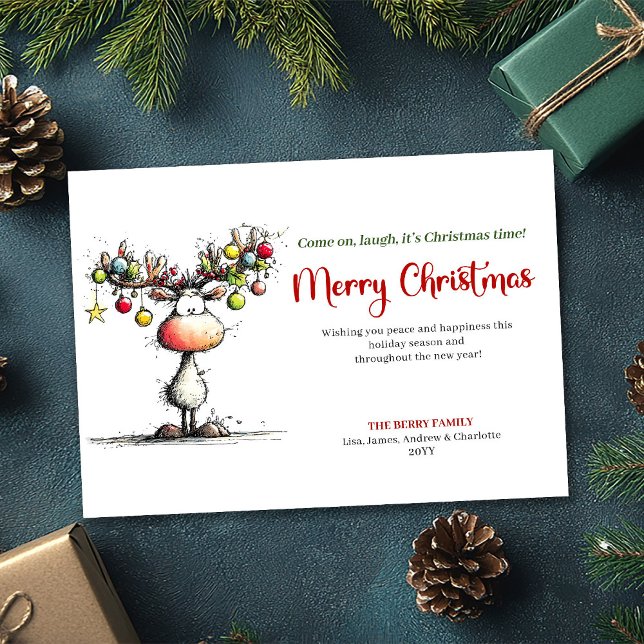 Simple Whimsical Reindeer Holiday Greeting (Simple Whimsical Reindeer Holiday Greeting)