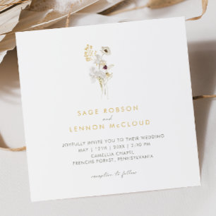 Simple Whimsical Wildflower Square Invitation