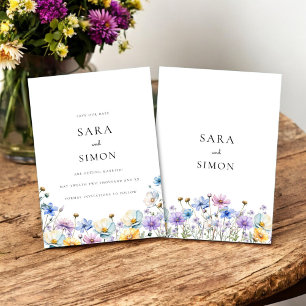 Simple Whimsical Wildflower wedding save the date Invitation