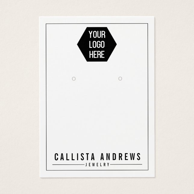 Simple White Add Your Logo Earring Display Card (Front)
