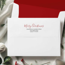 Simple White and Berry Red 5x7 Return Address