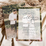 Simple White and Black Gold Border Photo Wedding<br><div class="desc">This elegant Wedding Invitation features a sweeping script calligraphy text paired with a classy serif & modern sans font in black,  with a photo overlay on the front and a second photo on the back with a customizable monogram. Matching items available.</div>