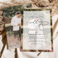 Simple White and Black Gold Border Photo Wedding