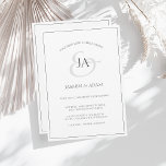 Simple White and Black Monogram Wedding Invitation<br><div class="desc">Simple White and Black Monogram Wedding Invitation. Stylishly impress your wedding guests with this trendy white and black wedding invitation featuring a beautiful black script, with the bride and groom's initials on a white background. This Invitation has a stunning black and white design, with modern and minimal vibes, perfect for...</div>