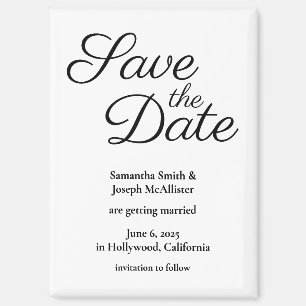 Simple White and Black Save the Date Magnet