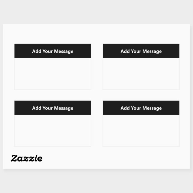 Simple White and Black Top Border Add Your Message Rectangular Sticker (Sheet)