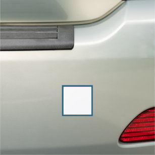 Simple White and Deep Blue Border Square Template Car Magnet