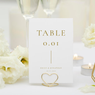 Simple White and Gold Champagne Wedding Table Number