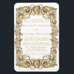 Simple White and Gold Ornament Wedding Invitation Magnet<br><div class="desc">This design features ornament leaves in gold textures simple classic white beautiful background. Great for your fancy wedding celebrations!</div>