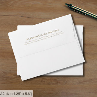 Simple White and Gold Return Address A2 Envelope