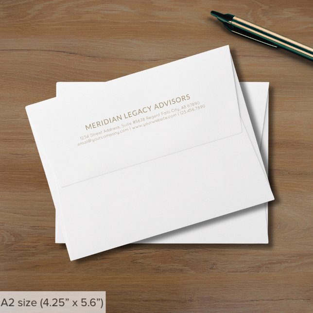 Simple White and Gold Return Address A2 Envelope (Creator Uploaded)