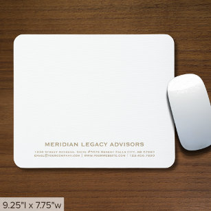 Simple White and Gold Typographic Mousepad