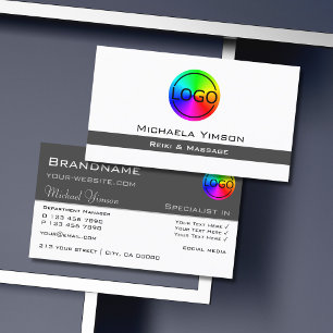 Simple White and Gray with Logo Professional Business Card