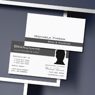Simple White and Grey Chic with Photo Professional Business Card
